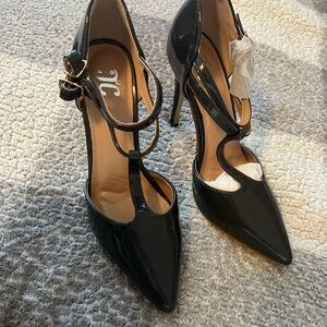 Padded leather, gray heels